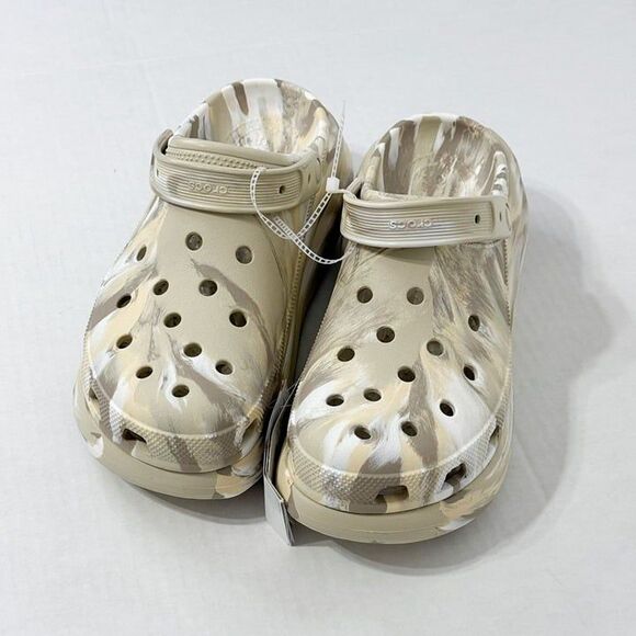 CROCS Shoes - Crocs NWT Sz M12/W14 Bone Multi Classic Crush Platform Clogs